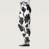 Kuh-Spots Muster Schwarz-Weiß-Tierdruck Leggings (Links)