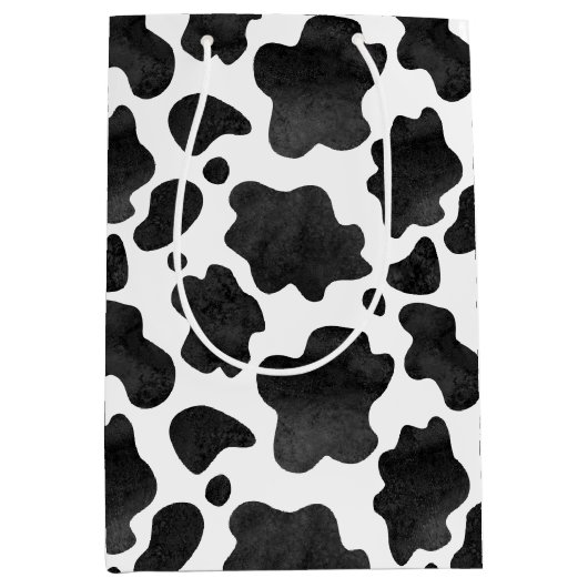 Kuh-Spots Muster Schwarz-Weiß-Tierdruck Mittlere Geschenktüte (Vorderseite)
