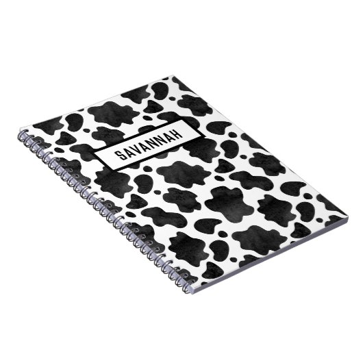 Kuh-Spots Muster Schwarz-Weiß-Tierdruck Notizblock (Rechte Seite)
