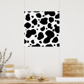 Kuh-Spots Muster Schwarz-Weiß-Tierdruck Poster (Küche)