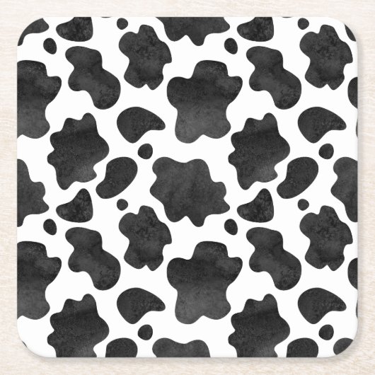 Kuh-Spots Muster Schwarz-Weiß-Tierdruck Rechteckiger Pappuntersetzer (Vorderseite)