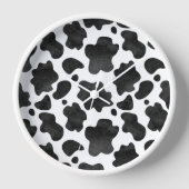 Kuh-Spots Muster Schwarz-Weiß-Tierdruck Uhr (Vorderseite)