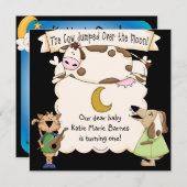 Kuh sprang über den Mond Custom Birthday Invites Einladung (Vorne/Hinten)