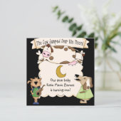 Kuh sprang über den Mond Custom Birthday Invites Einladung (Stehend Vorderseite)