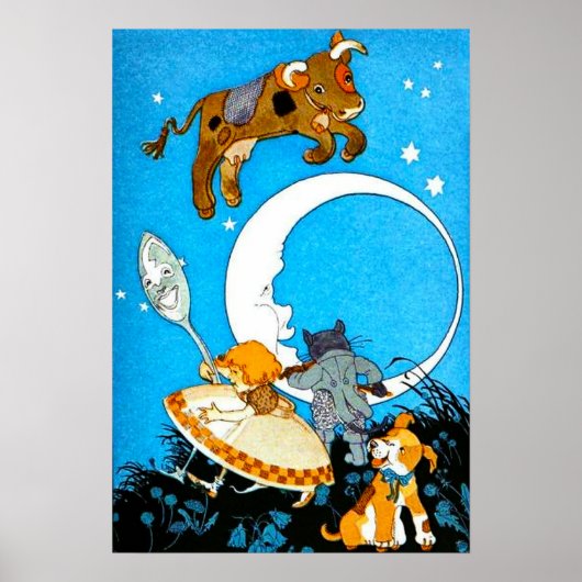 Kuh sprang über den Mond (in 23 Größen) Poster (Vorne)
