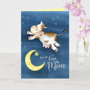 Kuh sprang über den Mond neues Baby danke Karte
