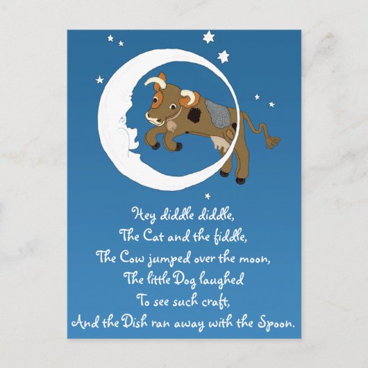 Kuh sprang über den Mond Postkarte (Vorderseite)