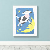 Kuh sprang über die Leinwand der Mond-Kinder (Insitu (Holzboden))