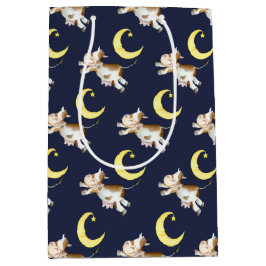 Kuh springende Mond Aquarellmalerei Kunst Mittlere Geschenktüte