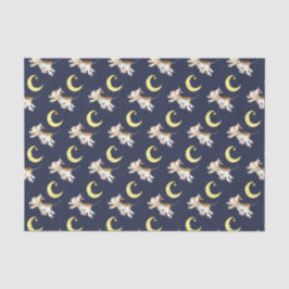 Kuh springende Mond Aquarellmalerei Kunst Seidenpapier