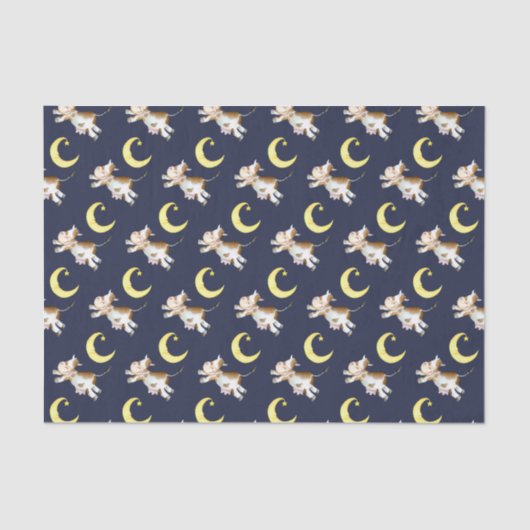 Kuh springende Mond Aquarellmalerei Kunst Seidenpapier (Vorderseite)