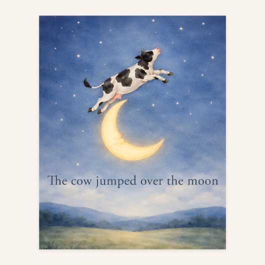 Kuh springt über den Mond – Kinderreim-Poster Poster