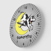 Kuh springt über den Mond, Personalisierte Kinderu Große Wanduhr (Winkel)