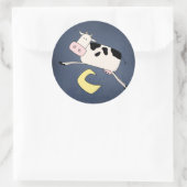Kuh springt über den Mond Runder Aufkleber (Tasche)