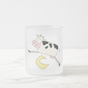 Kuh springt über Mond T-Shirts und Geschenke Mattglastasse