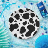 Kuh-Stellen-Muster-Schwarzweiss-Tierdruck Pappteller (Party)