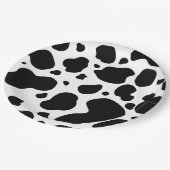 Kuh-Stellen-Muster-Schwarzweiss-Tierdruck Pappteller (Schrägansicht)