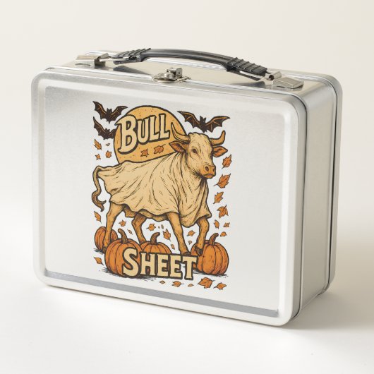 Kuh Stier Blatt Halloween Metall Brotdose (Vorderseite)