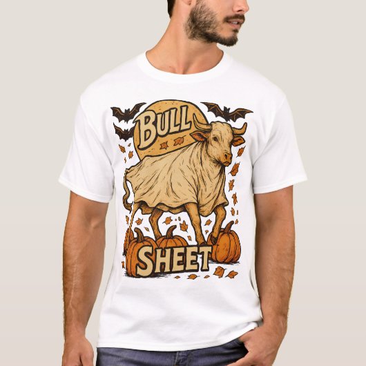 Kuh Stier Blatt Halloween T-Shirt (Vorderseite)
