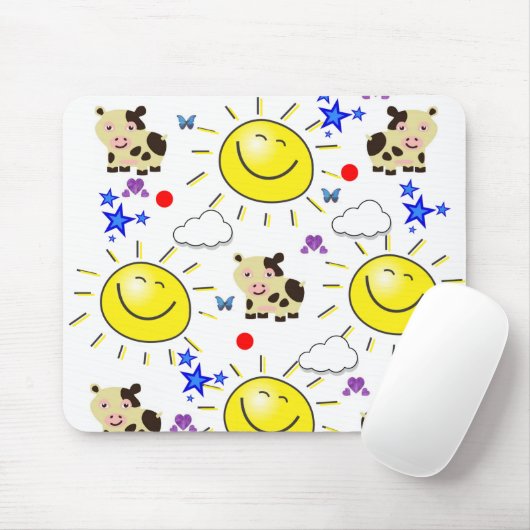 Kuh Sun Wolken Maus Pad! Mousepad (Mit Mouse)