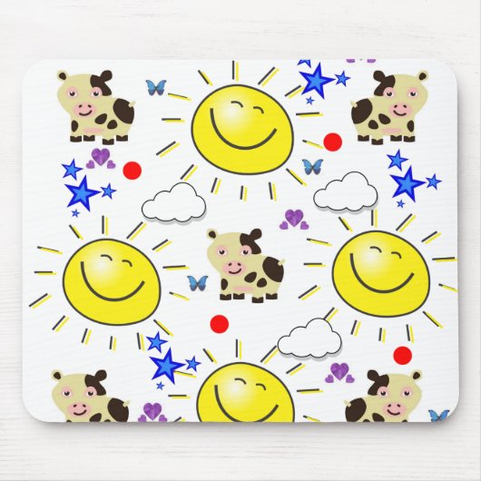 Kuh Sun Wolken Maus Pad! Mousepad (Vorne)