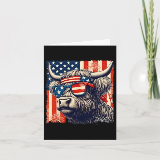 Kuh Sungles American Flag 4. Juli Bauer Karte (Vorderseite)