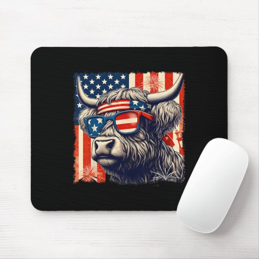 Kuh Sungles American Flag 4. Juli Bauer Mousepad (Mit Mouse)