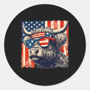 Kuh Sungles American Flag 4. Juli Bauer Runder Aufkleber