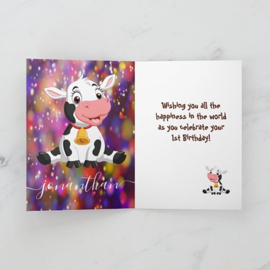 Kuh tastic 1. Geburtstag! Karte (Innenseite)