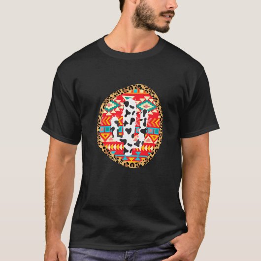 Kuh Tee Retro Kuh Bemalt Kaktus (Vorderseite)