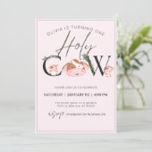 Kuh Thema Mädchen Geburtstagseinladung Einladung (Stehend Vorderseite)