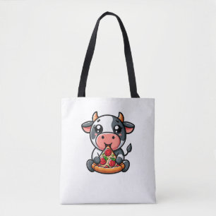 Kuh Tier essen Pizza Margherita Feinschmecker esse Tasche