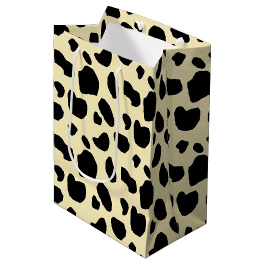 Kuh Tier Haut Farb Muster Design Mittlere Geschenktüte (Vorderseite Schrägansicht)