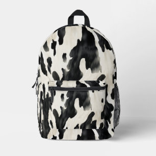 Kuh-Tierprint Schwarz Creme Bedruckter Rucksack