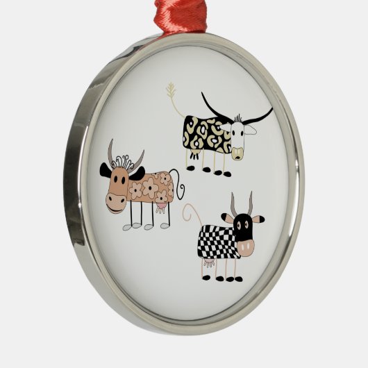 Kuh-Trio Silbernes Ornament (Rechts)