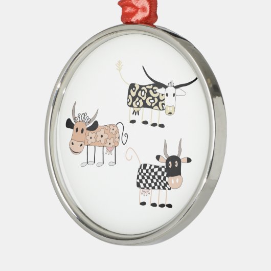 Kuh-Trio Silbernes Ornament (Links)