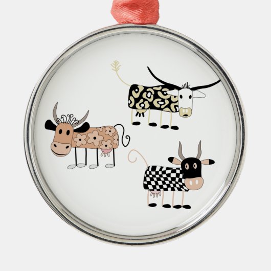 Kuh-Trio Silbernes Ornament (Vorne)