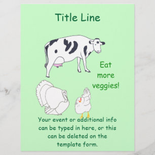 Kuh Türkei Hühnchen essen mehr Veggies Event Flyer