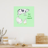 Kuh Türkei Hühnchen essen mehr Veggies Plakate (Küche)