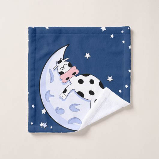 Kuh über dem Mond Badhandtuch Set (Waschlappen)