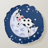 Kuh über dem Mond Rundes Kissen (Rückseite)