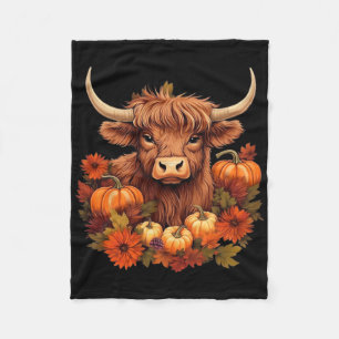 Kuh und Blätter Pumpkins Western Herbst Thanksgivi Fleecedecke