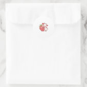 Kuh und Erdbeere Runder Aufkleber (Tasche)