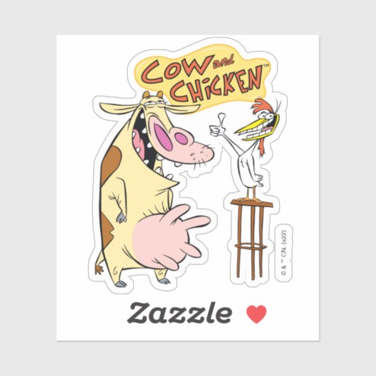 Kuh und Hühnchen lächelnd Grafik Aufkleber (Blatt)