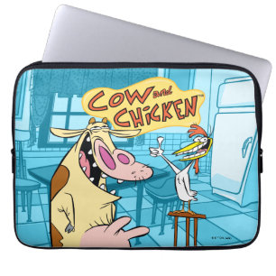 Kuh und Hühnchen lächelnd Grafik Laptopschutzhülle