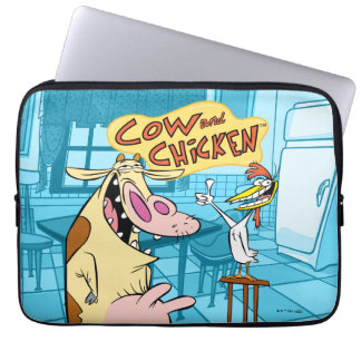 Kuh und Hühnchen lächelnd Grafik Laptopschutzhülle
