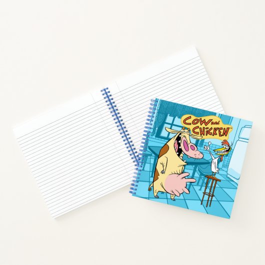 Kuh und Hühnchen lächelnd Grafik Notizblock (Innenseite)