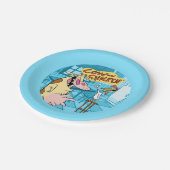 Kuh und Hühnchen lächelnd Grafik Pappteller (Schrägansicht)