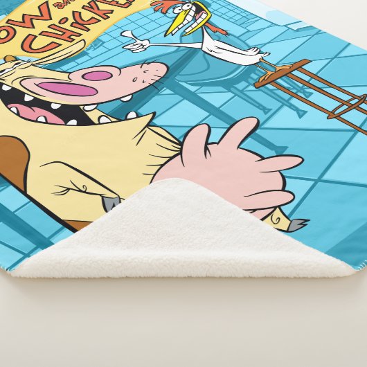 Kuh und Hühnchen lächelnd Grafik Sherpadecke (3/4)