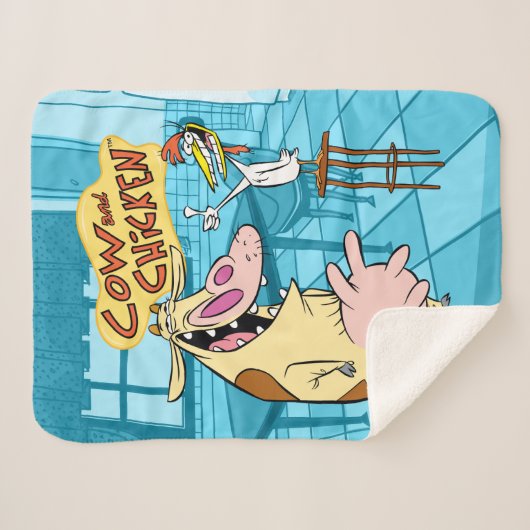 Kuh und Hühnchen lächelnd Grafik Sherpadecke (Vorderseite (Horizontal))